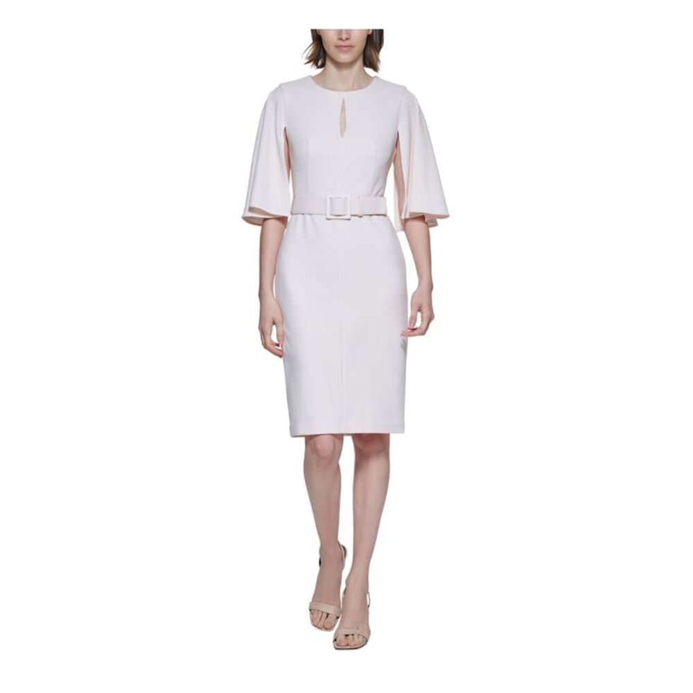 calvin klein chiffon capelet sheath dress Calvin Klein Women's Chiffon Flutter Sleeve Sheath Dress, Black, 4 at Amazon Women's Clothing store